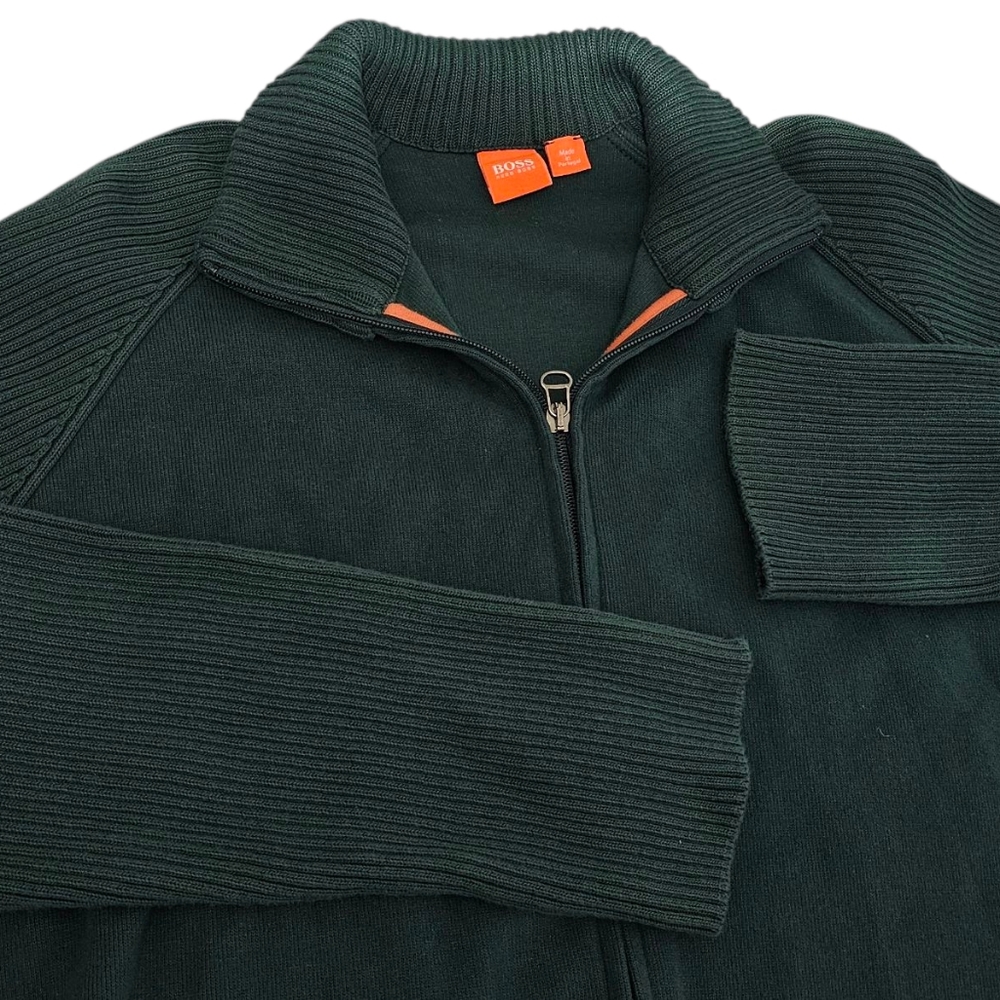 Boss Hugo Boss Men's Full Zip Sweater Green Foresr XL
